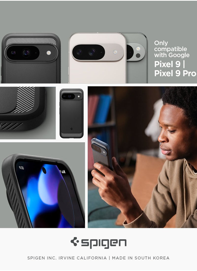 Spigen - جراب Rugged Armor لهاتف Google Pixel 9 / جراب Pixel 9 Pro بنسيج من ألياف الكربون - أسود غير لامع - Image 1