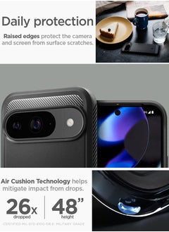 Spigen جراب Rugged Armor لهاتف Google Pixel 9 / جراب Pixel 9 Pro بنسيج من ألياف الكربون - أسود غير لامع  - Image 4