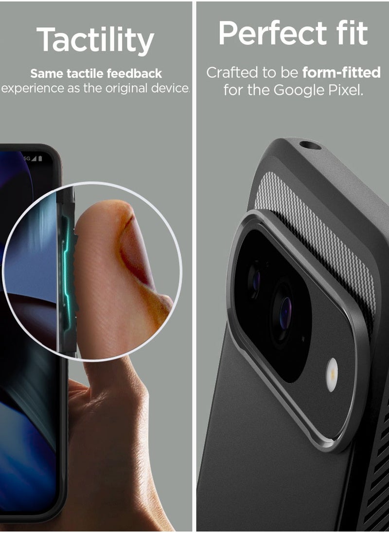 Spigen - جراب Rugged Armor لهاتف Google Pixel 9 / جراب Pixel 9 Pro بنسيج من ألياف الكربون - أسود غير لامع - Image 1