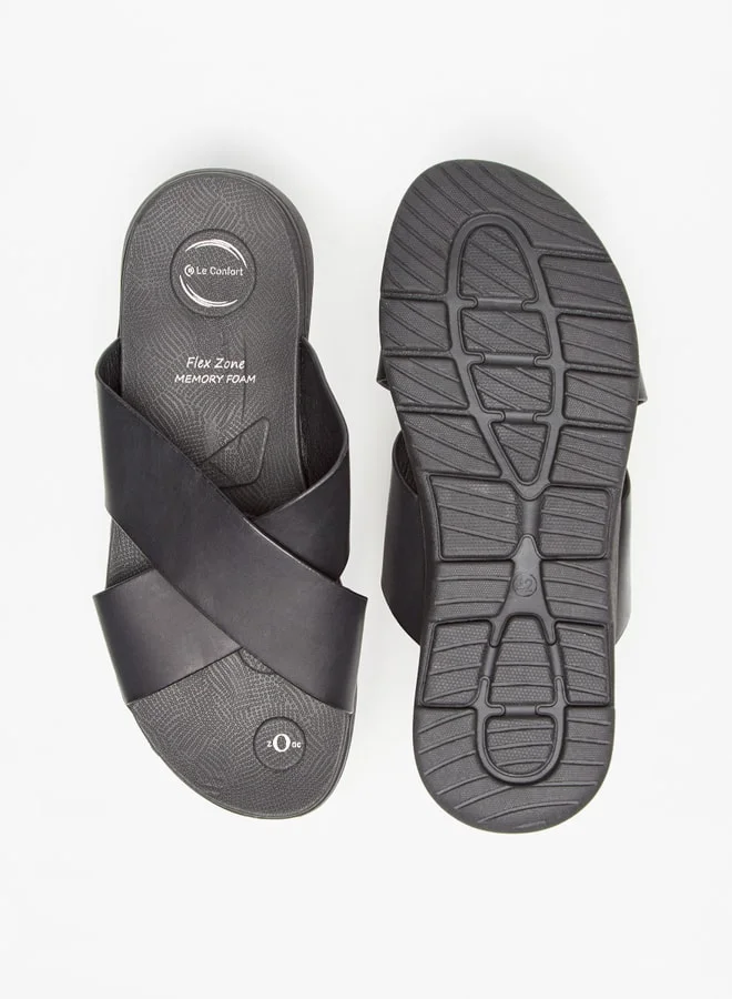 Le Confort Mens Solid Cross Strap Slip-On Sandals