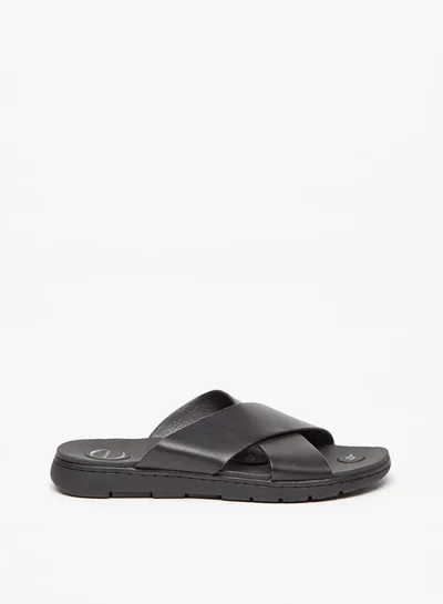 Le Confort Mens Solid Cross Strap Slip-On Sandals