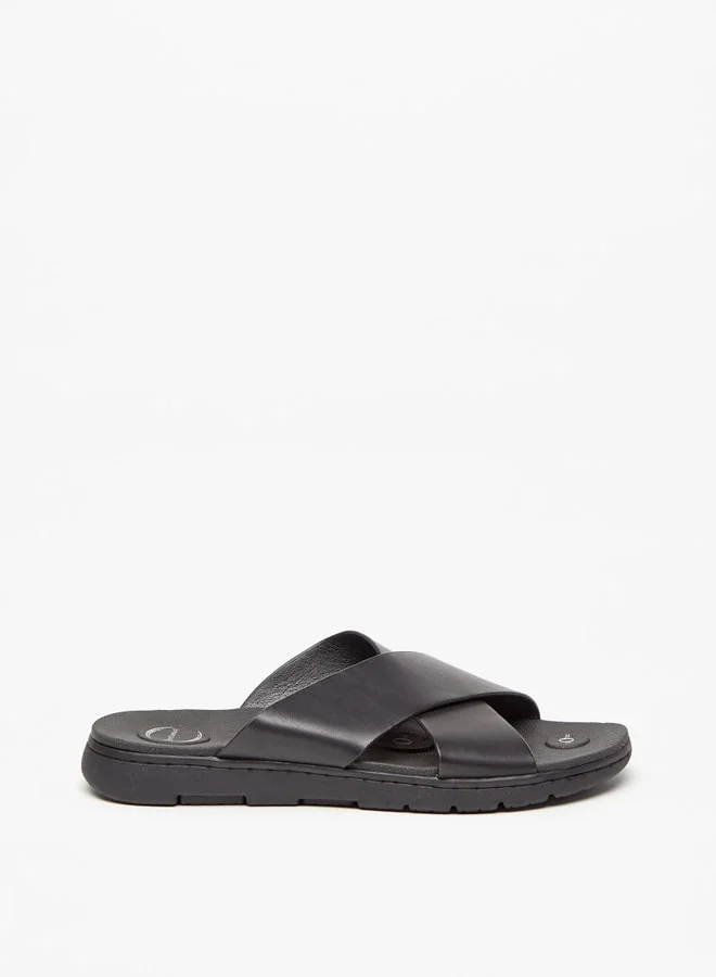 Le Confort Mens Solid Cross Strap Slip-On Sandals