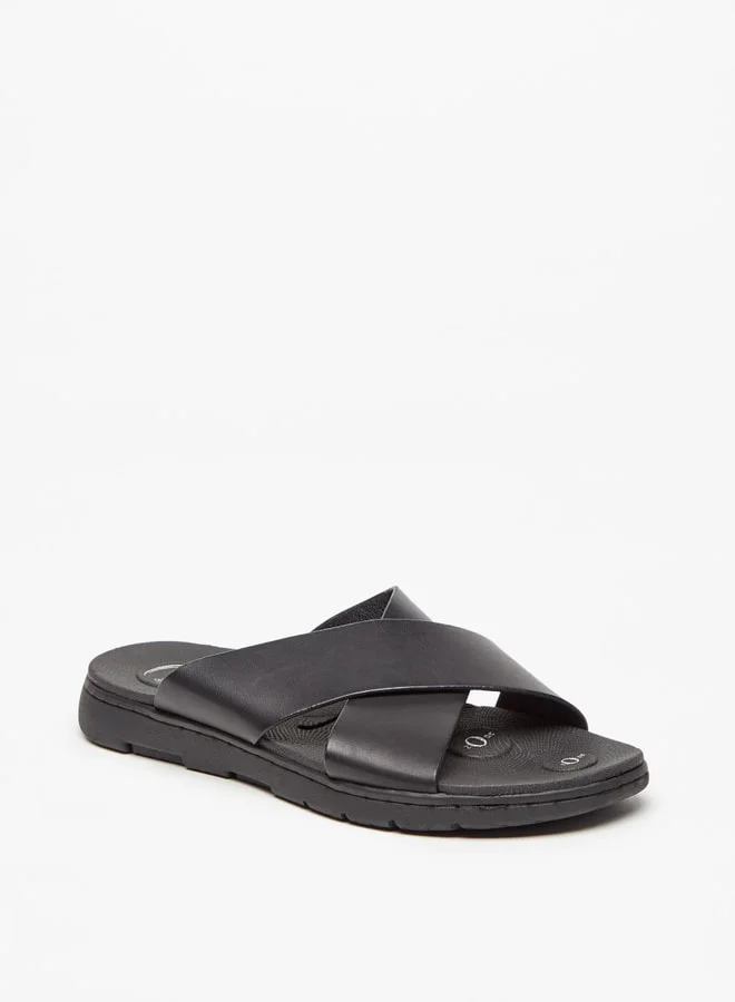 Le Confort Mens Solid Cross Strap Slip-On Sandals
