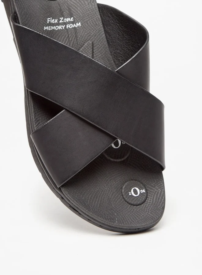 Le Confort Mens Solid Cross Strap Slip-On Sandals