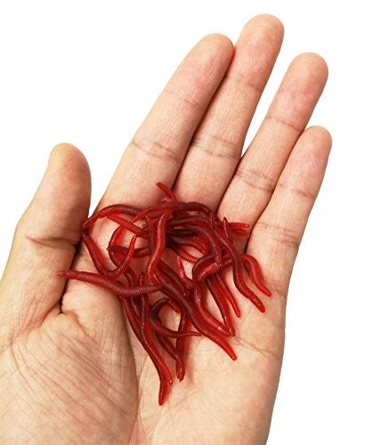 Milepetus Fishing Soft Lure Earthworm Bait Lifelike Fake Earthworm Grub Worm Soft Fishing Lure Baits,Various 1.6inch, Red (150pcs/box) - Image 3