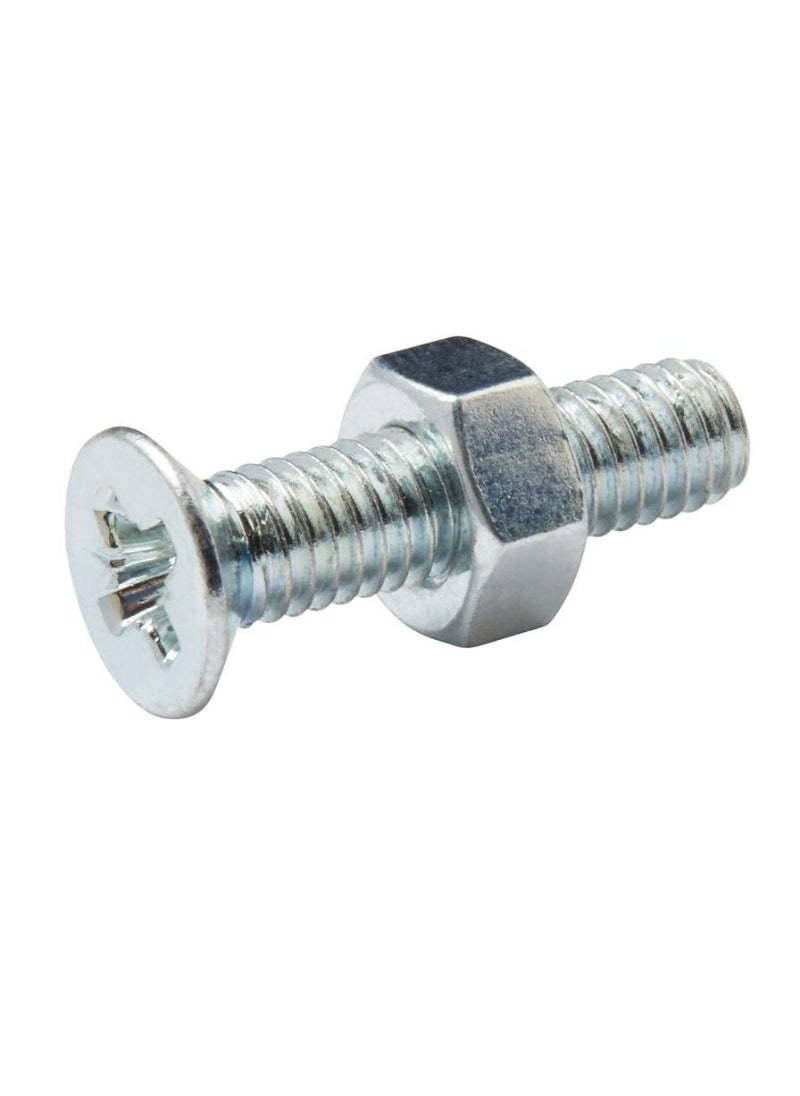 ACE Diall M6 Carbon Steel Countersunk Machine Screw And Nut 25mm 20Pcs 