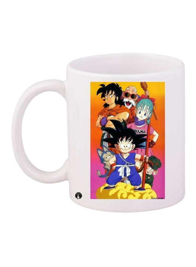 RYN Cartoon Printed Coffee Mug White/Pink/Yellow 11ounce