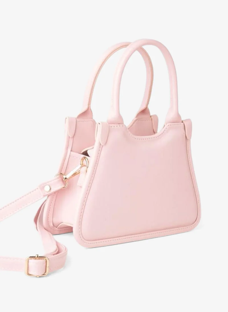 Women's Sakura Pink Zipper Closure Small Size Adjustable Strap Hand and Shoulder Bag.