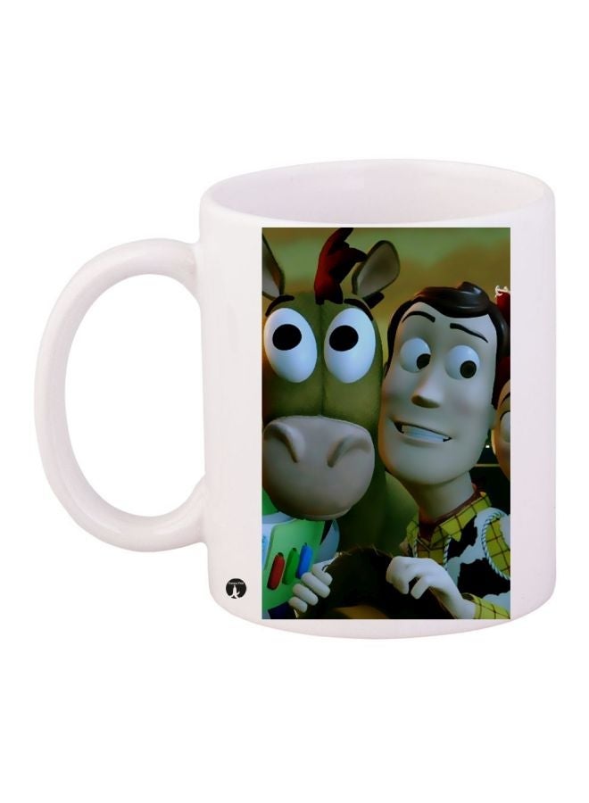 RYN Cartoon Printed Coffee Mug White/Green/Beige 11ounce
