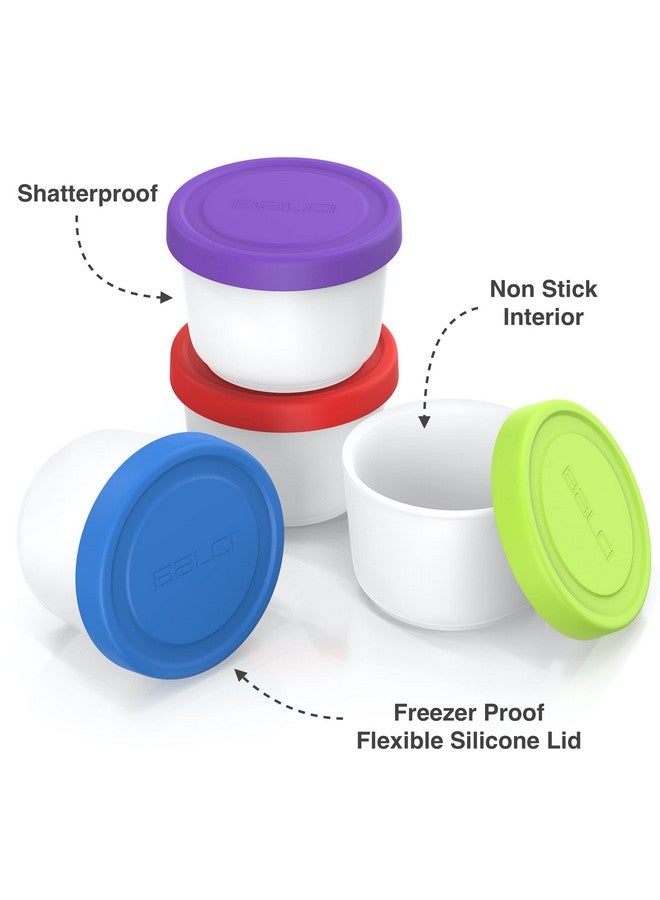 BALCI - 8oz Mini Ice Cream Containers with Silicone Lids (Set of 4) - Freezer Food Storage Containers, Reusable, LeakProof, For Homemade IceCream Containers - Blue, Red, Green, Purple - Image 4