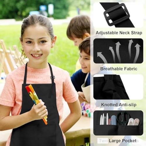 MAKSTILE Kids Apron With Adjustable Neck Strap |Apron for Kids for Cooking, Baking, Painting & School Activities | Chef Apron for Girls & Boys | 3 to 6 years | Size-50 x 37 cms (Black) - Image 5