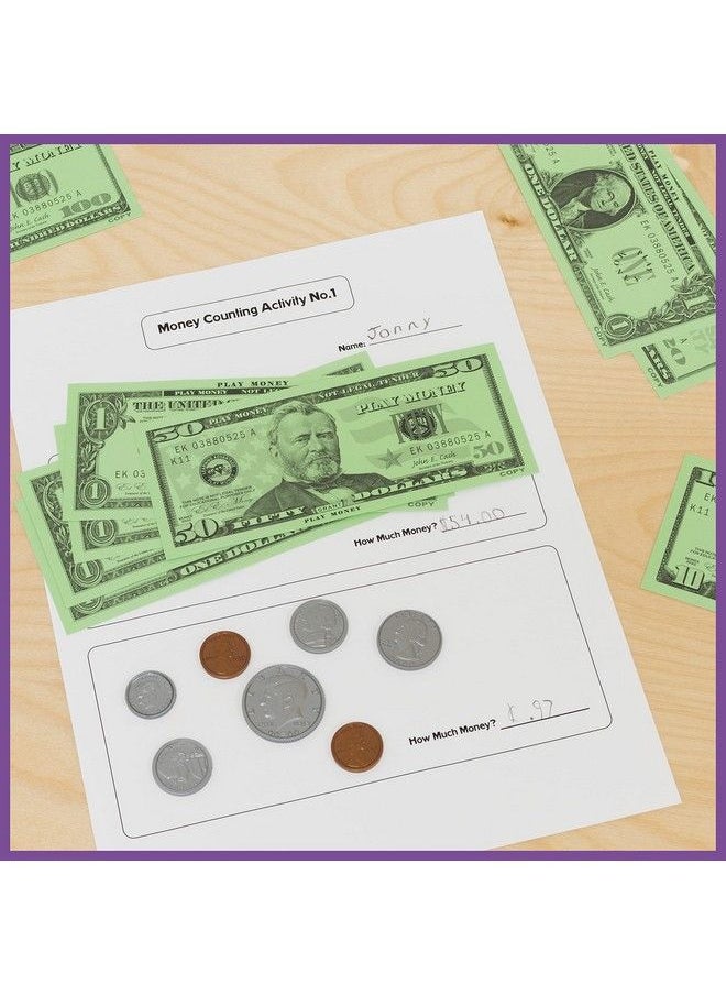 Learning Advantage Play Money Set Bills & Coins 100 Bills 94 Coins Pretend Money Designed Like Real Currency Count Change With Toy Money  - Image 3