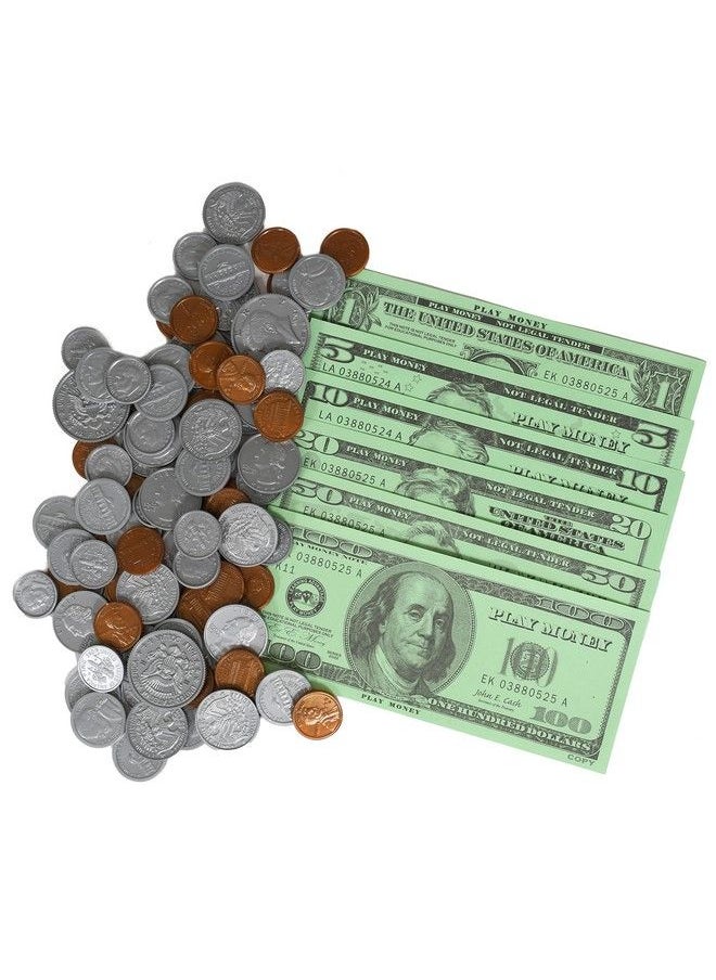 Learning Advantage Play Money Set Bills & Coins 100 Bills 94 Coins Pretend Money Designed Like Real Currency Count Change With Toy Money  - Image 1