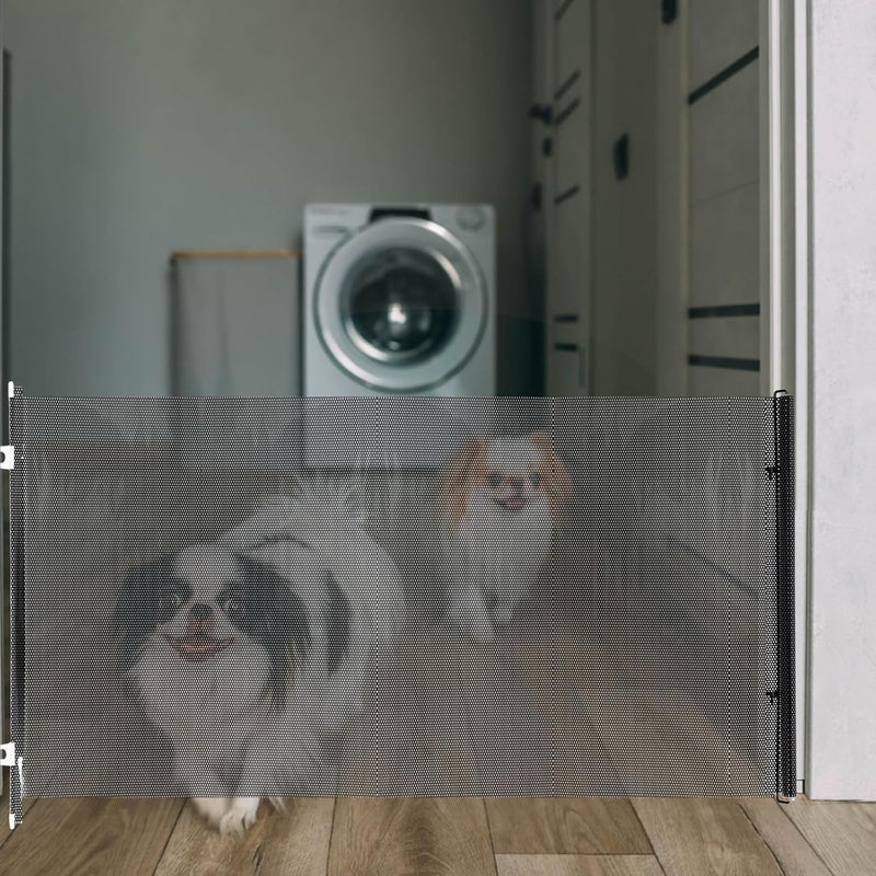 Dog Gate for Stair: 51.2x22.8x0.8in Expandable Pet Fence - Retractable Mesh Gate Indoor Cats and Small Dogs Barrier for Stairway Hallway Balcony - Image 5