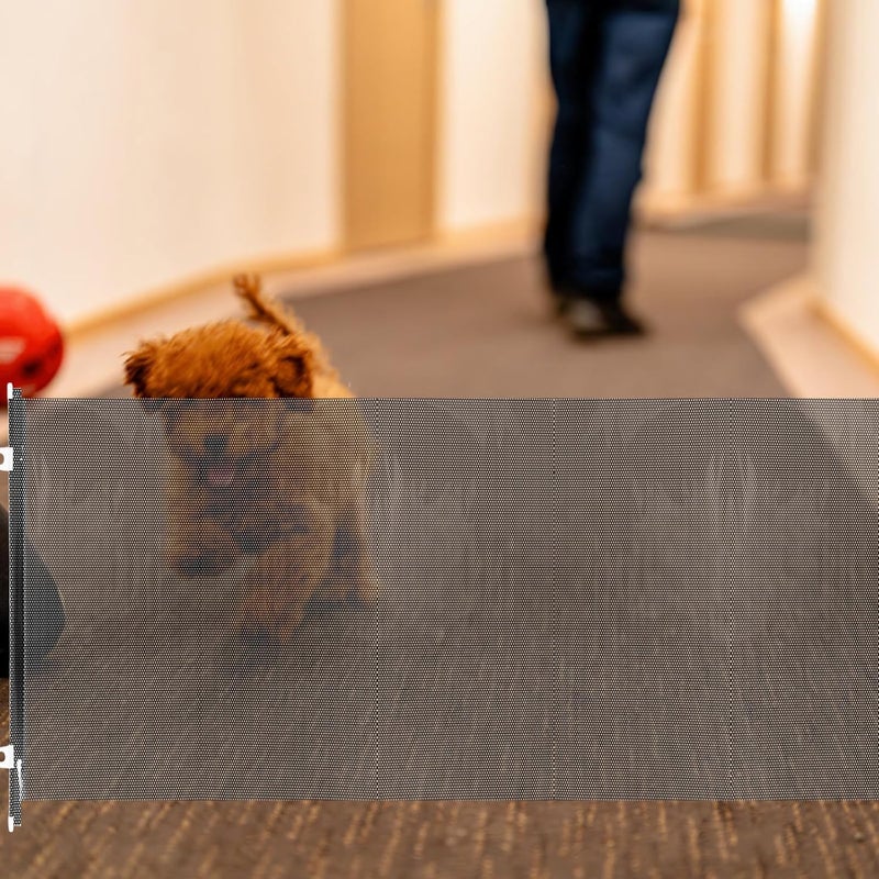 Dog Gate for Stair: 51.2x22.8x0.8in Expandable Pet Fence - Retractable Mesh Gate Indoor Cats and Small Dogs Barrier for Stairway Hallway Balcony - Image 4