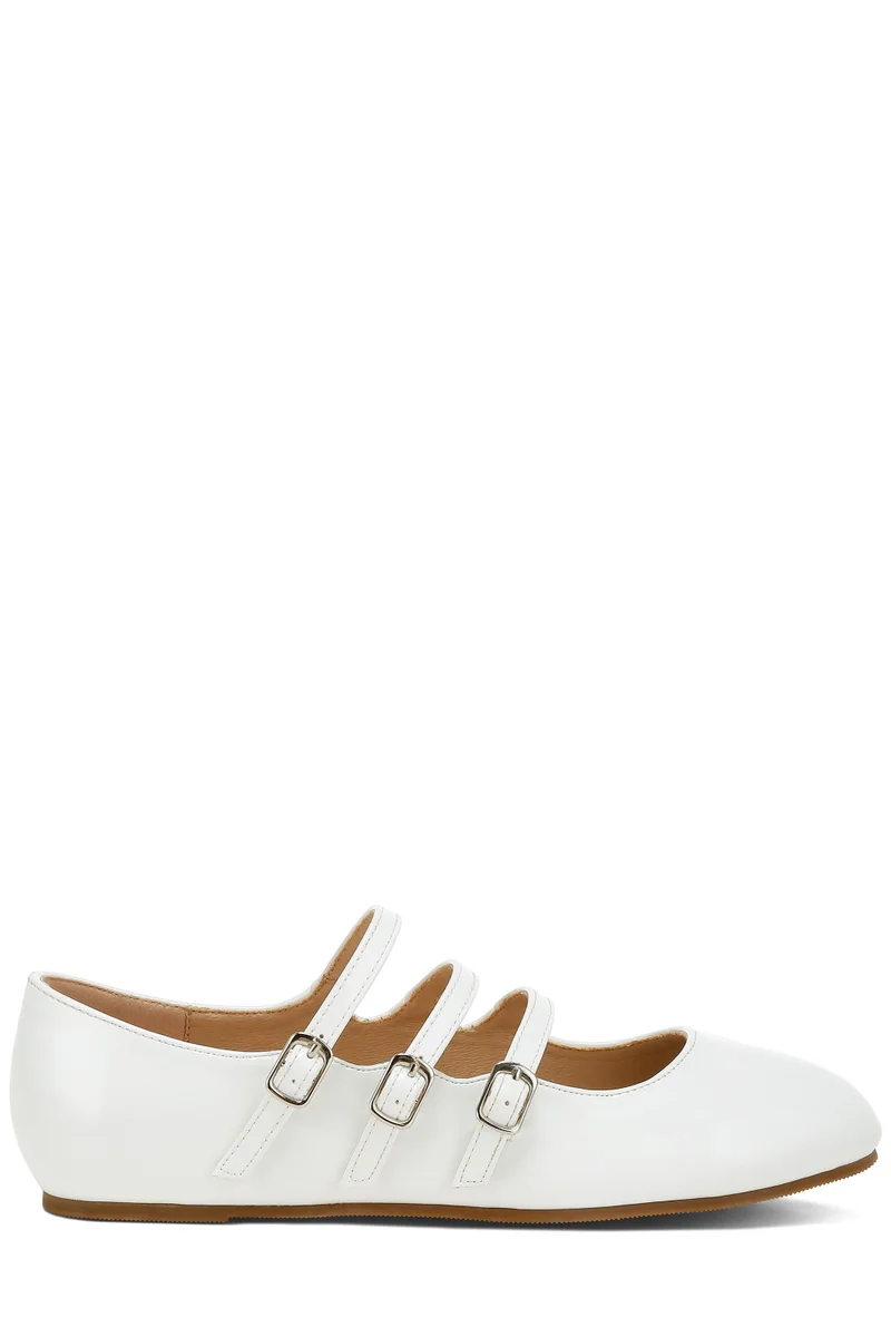 London Rag Triple Strap Mary Jane Sandals in White