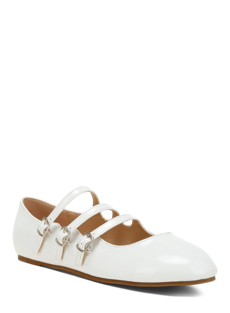 لندن راج صندل ماري جين بثلاثة أحزمة باللون الأبيض - Image 2