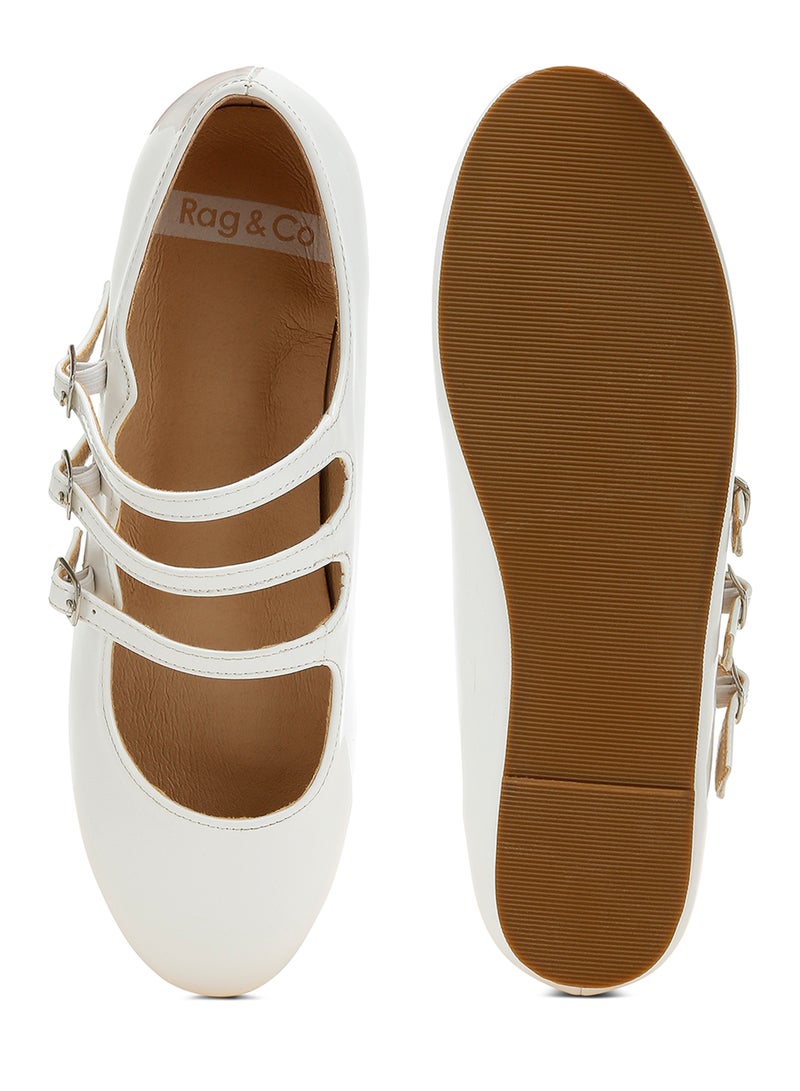 لندن راج صندل ماري جين بثلاثة أحزمة باللون الأبيض - Image 4