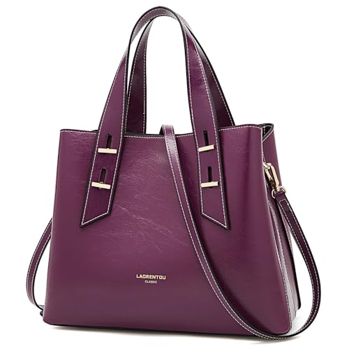 LAORENTOU Women Crossbody Handbags Genuine Leather Satchel Handbags for Women Top-handle Shoulder Tote Purses - Image 1