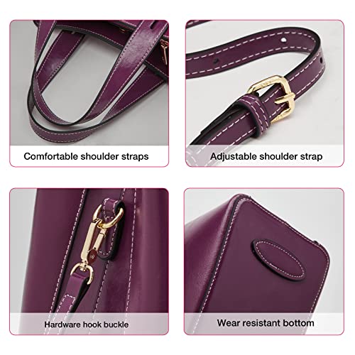 LAORENTOU Women Crossbody Handbags Genuine Leather Satchel Handbags for Women Top-handle Shoulder Tote Purses - Image 4