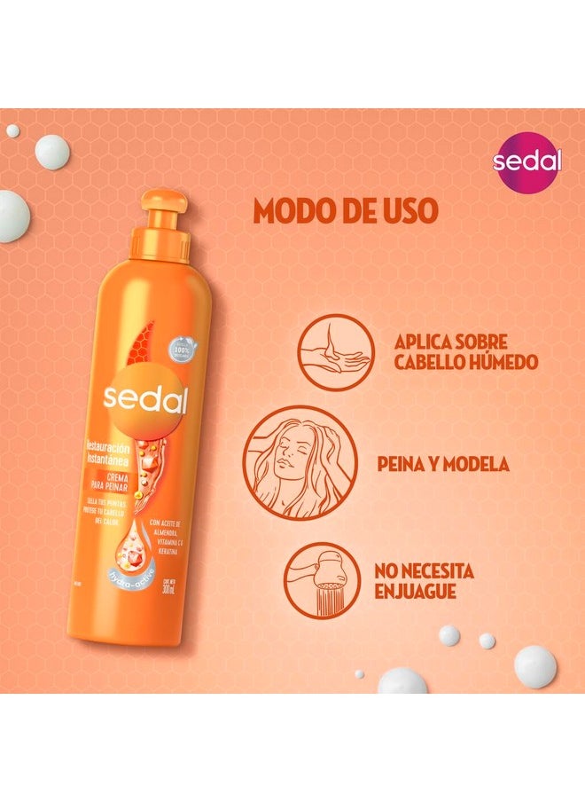 Sedal Sedal S.O.S. Reconstruccion Estructural Con Bio Keratina Crema Para Peinar (Styling Hair Cream Structural Reconstruction) 300 ml  - Image 2