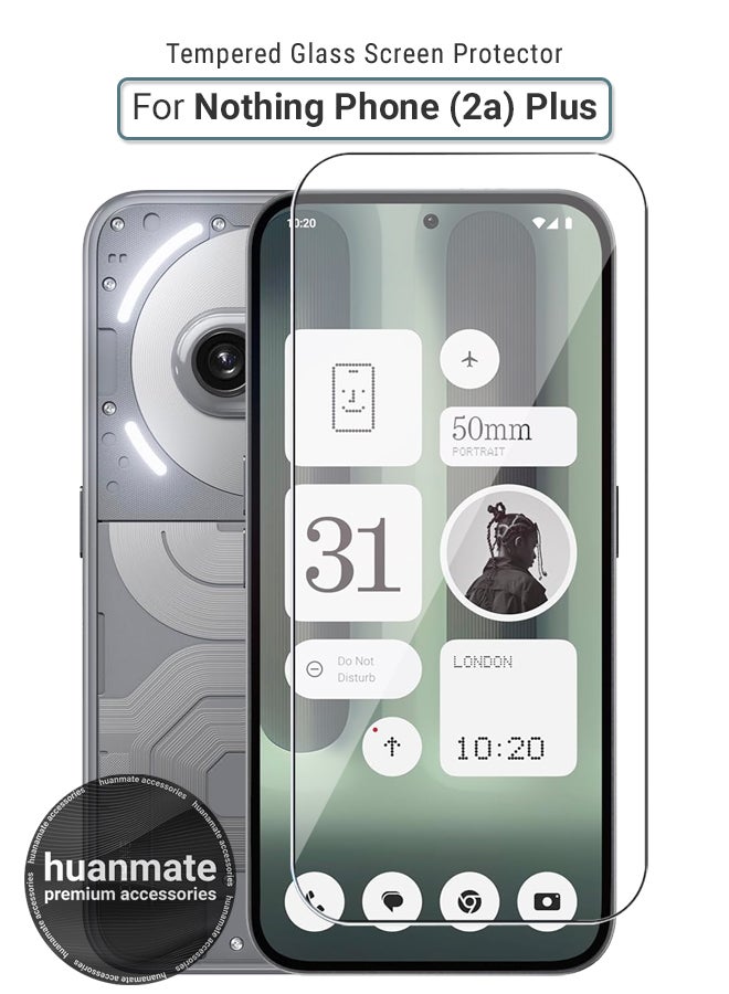 huanmate Nothing Phone (2a) Plus Tempered Glass Screen Protector – High Transparency, Delicate Touch, Anti-Explosion, Smooth Arc Edges, Easy Installation, Screen Protector for Nothing Phone (2a) Plus - Image 1
