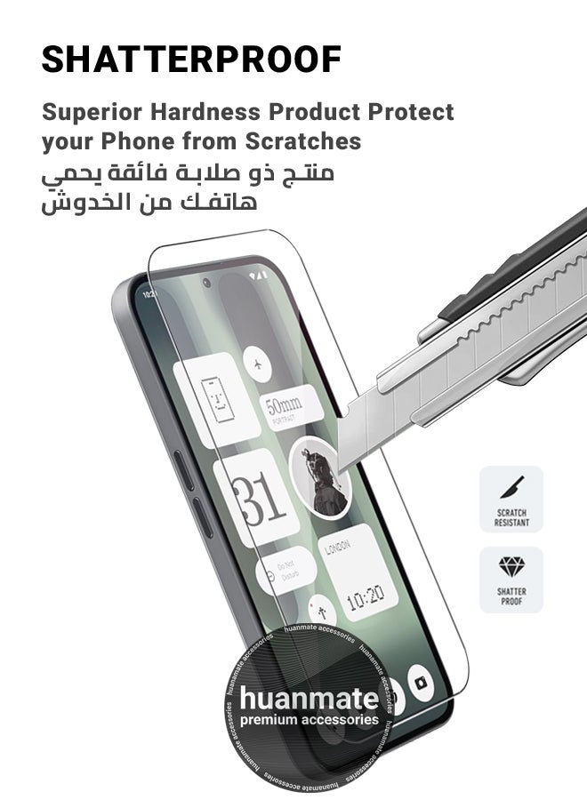huanmate Nothing Phone (2a) Plus Tempered Glass Screen Protector – High Transparency, Delicate Touch, Anti-Explosion, Smooth Arc Edges, Easy Installation, Screen Protector for Nothing Phone (2a) Plus - Image 3