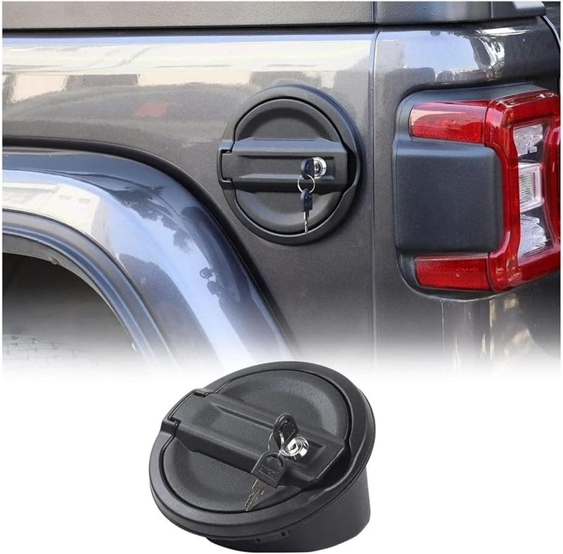 Jeep Wrangler JL 2018 2020 Locking Fuel Tank Cap Cover Black With Key - Image 3