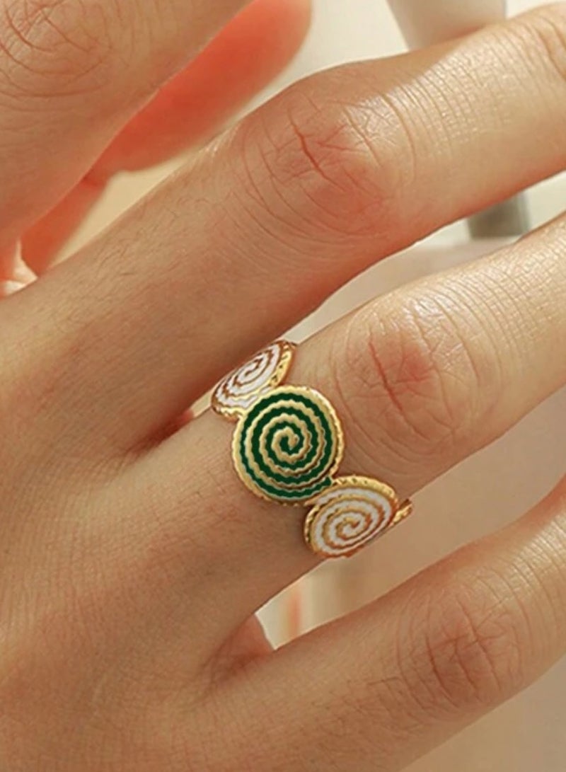 إيكوال خاتم نسائي من الاستانلس ستيل مطلي باللون الذهبي بمقاس موحد