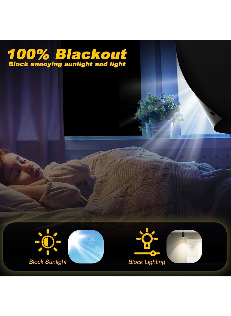 YIM-VIBEHAUS Portable Blackout Curtains, DIY Blackout Blinds with Cutter Knife, No Drill, 100% Black Out Curtain, Blackout Shades for Bedroom, Travel, Baby Nursery, Office (145*200cm)  - Image 2