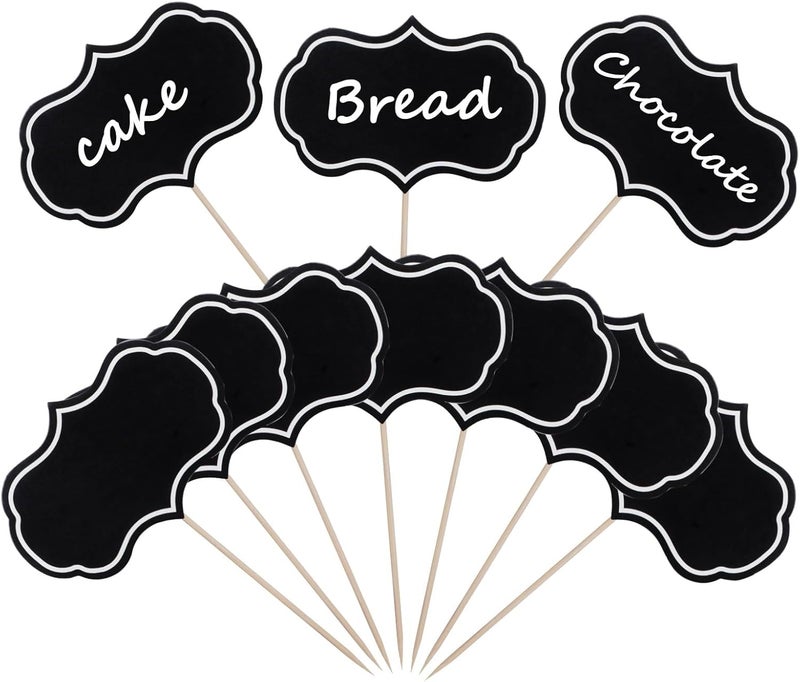 Rbenxia 50 Pieces Cheese Markers for Charcuterie Board Buffet, Food Labels Tags Blank, Toothpick Appetizer Signs, Chalkboard Cupcake Toppers Picks for Wedding Birthday Party Decor - Image 1