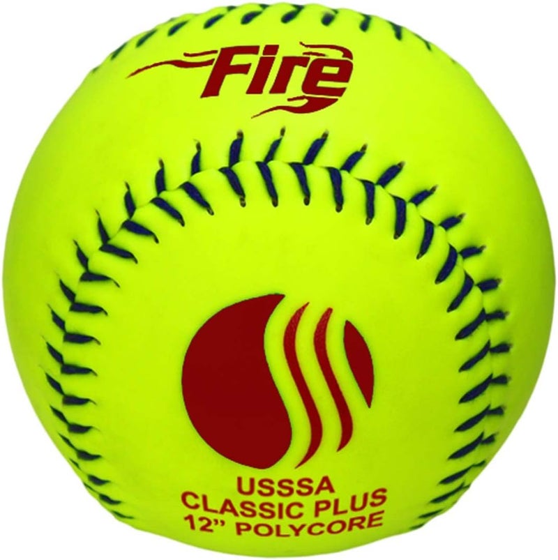 USSSA Classic Plus Slowpitch Softballs - 12" Synthetic Cover for Durable Performance | Official Game Balls, Ideal for Tournaments & Leagues | 12-Pack