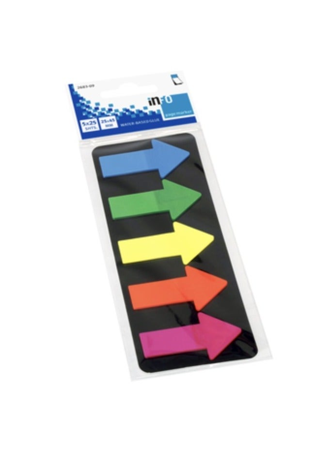 infonotes - Page markers, 5 colors, Transparent shape,25*45mm, 25 Sheets