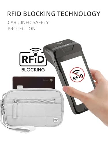WESTBRONCO Wristlet Wallets for Women Nylon Quilted RFID Wallet with 3 Zipper Purse for Travel Credit Card Holder Phone Organizer(Grey) - Image 4