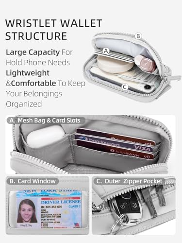 WESTBRONCO Wristlet Wallets for Women Nylon Quilted RFID Wallet with 3 Zipper Purse for Travel Credit Card Holder Phone Organizer(Grey) - Image 2