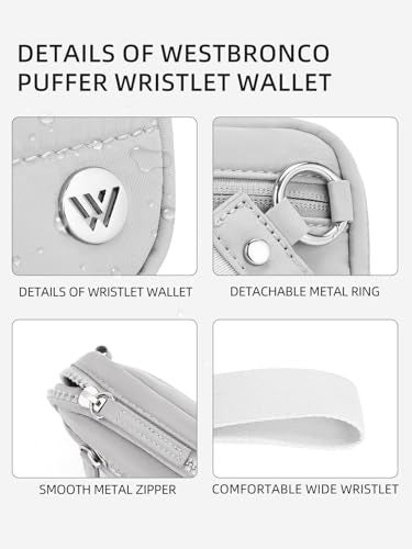 WESTBRONCO Wristlet Wallets for Women Nylon Quilted RFID Wallet with 3 Zipper Purse for Travel Credit Card Holder Phone Organizer(Grey) - Image 3