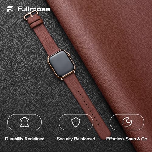 Fullmosa Leather Band Compatible with Apple Watch 49mm 45mm 44mm 42mm Women Men Band Strap for iWatch SE2/SE/Ultra 49mm/9/8/7/6/5/4/3/2/1,Brown - Image 2