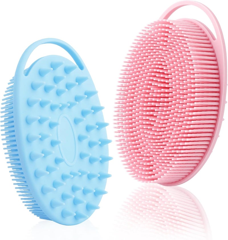 KQNBI Silicone Body Scrubber - 2 Pcs Exfoliating Shower Scrubber, 2 in 1 Body Scrub Brush & Scalp Massager for Men, Women & Kids - Image 1