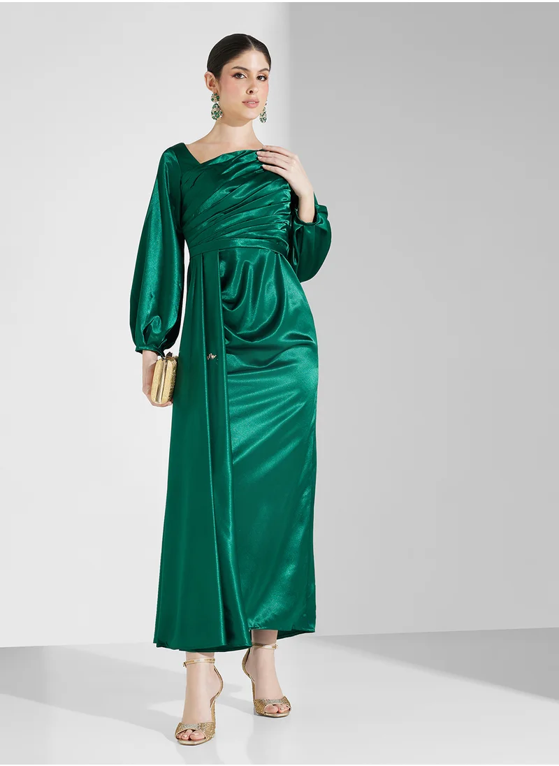 Fashion Trends by Suzy Matar Plain Silk Satin Body Shaper Dress