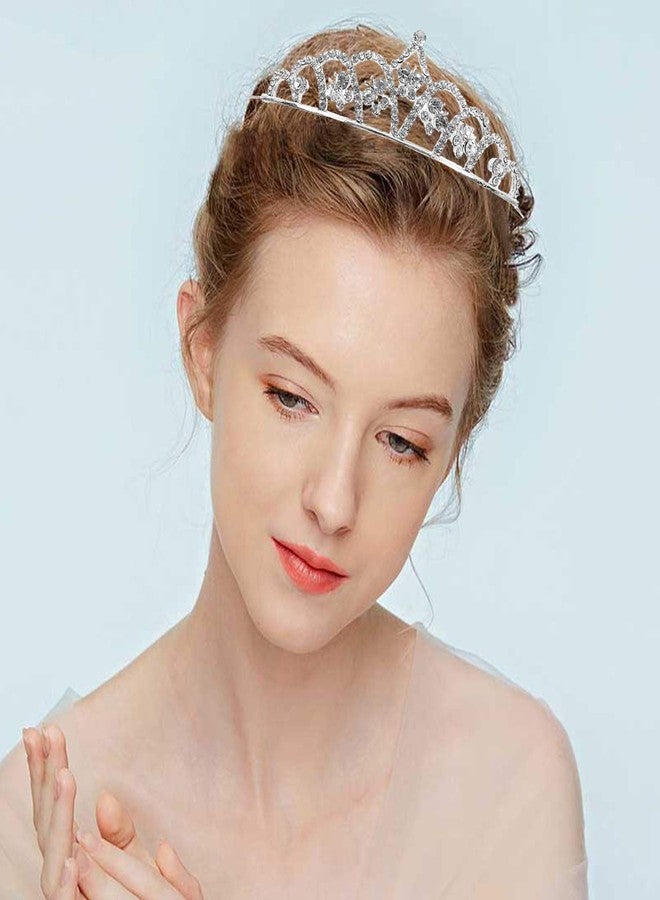 Hedume 6 Pack Princess Crystal Tiara Crown Headbands, Silver Metal Sparkly Glitter Rhinestone Hair Accessories, Girls Women Princess Crown Headbands for Birthday Party, Wedding, Prom, Pageant - Image 3