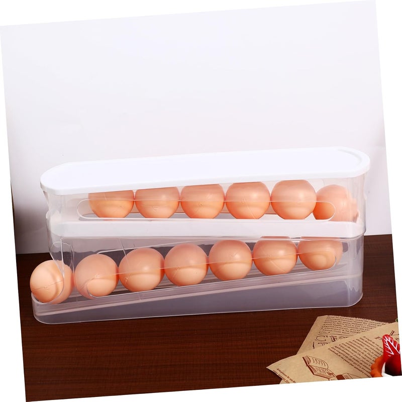 VOSAREA Fridge Holder Auto Rolling Tiered Dispenser Clear Storage Organizer for Kitchen and Pantry Space-saving - Image 4
