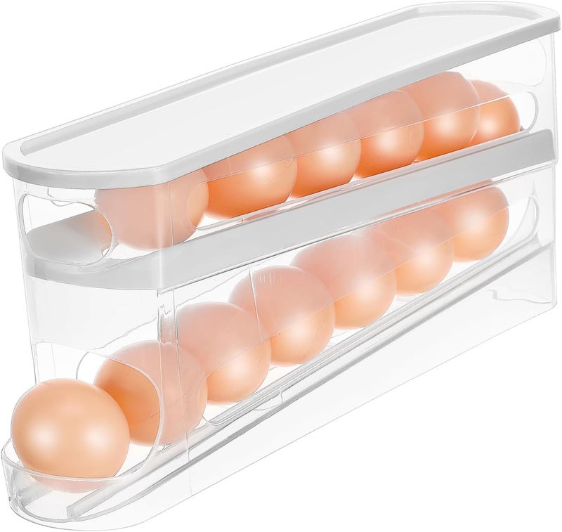 VOSAREA Fridge Holder Auto Rolling Tiered Dispenser Clear Storage Organizer for Kitchen and Pantry Space-saving - Image 1