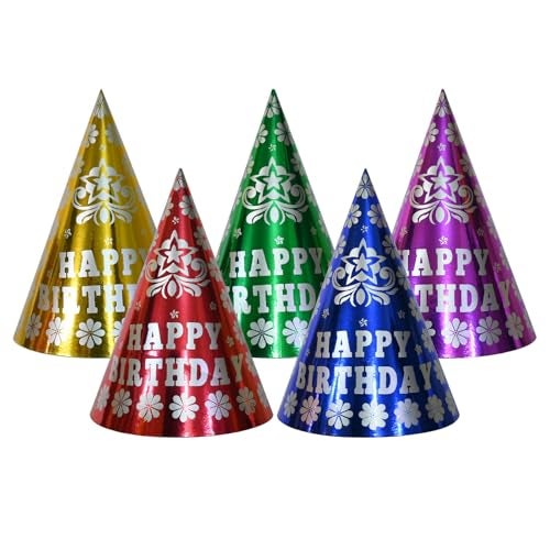 AMAROBA Happy Birthday cap for kids, Party Hat for Kids, Children Cone birthday Caps, Happy Birthday plain printed cap(MULTI COLOUR, PACK OF 10 PC) - Image 1