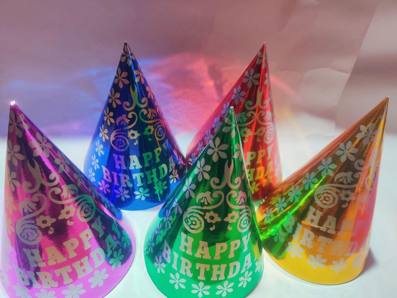 AMAROBA Happy Birthday cap for kids, Party Hat for Kids, Children Cone birthday Caps, Happy Birthday plain printed cap(MULTI COLOUR, PACK OF 10 PC) - Image 5