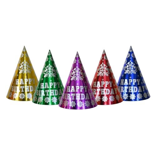 AMAROBA Happy Birthday cap for kids, Party Hat for Kids, Children Cone birthday Caps, Happy Birthday plain printed cap(MULTI COLOUR, PACK OF 10 PC) - Image 2