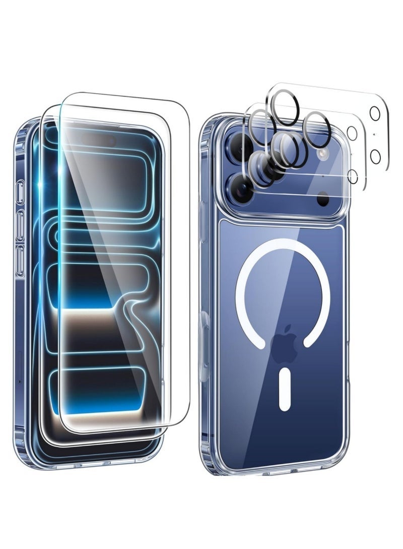 ELTRAZONE 5-in-1 Protective Case for iPhone 17 Pro | Magnetic Charger Compatible | Clear Slim Shockproof Cover with 2 Screen Protectors & 2 Camera Lens Protectors | Military-Grade Drop Protection - Image 1