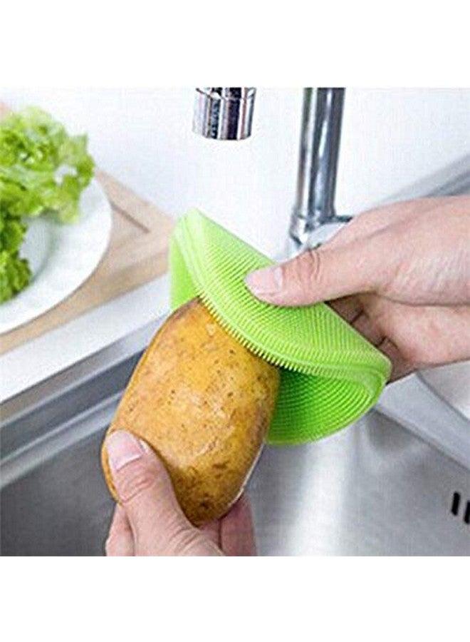 N M Z Cleaning Supplies Sponges Silicone Scrubber for Kitchen Non Stick Dishwashing & Baby Care Sponge Brush Household Health Tool (Multicolor, 2pcs) - Image 2
