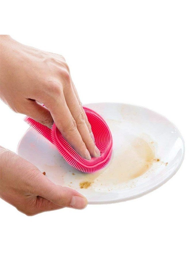 N M Z Cleaning Supplies Sponges Silicone Scrubber for Kitchen Non Stick Dishwashing & Baby Care Sponge Brush Household Health Tool (Multicolor, 2pcs) - Image 3