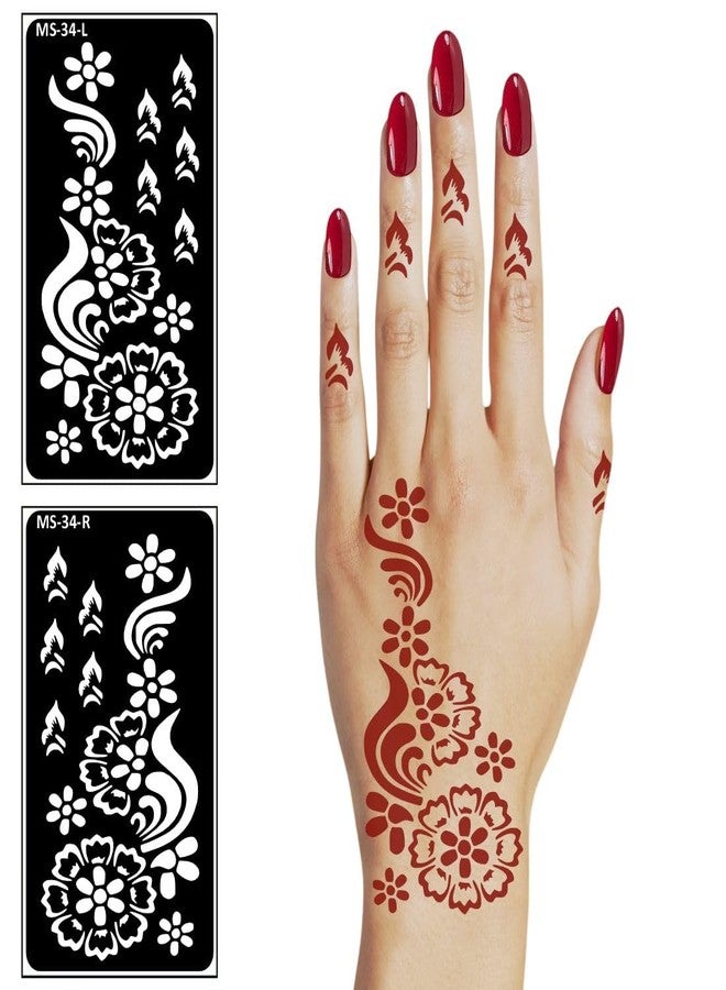 Komstec Floral Henna Design Stencil for Special Events Set for Hands Easy-to-Use Henna Mehndi Stencil Sticker for Girl and Women - Image 5