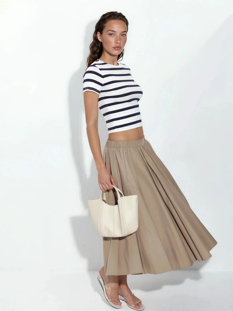 بوسيم BUSEM Striped Crew Neck Basic T-Shirt